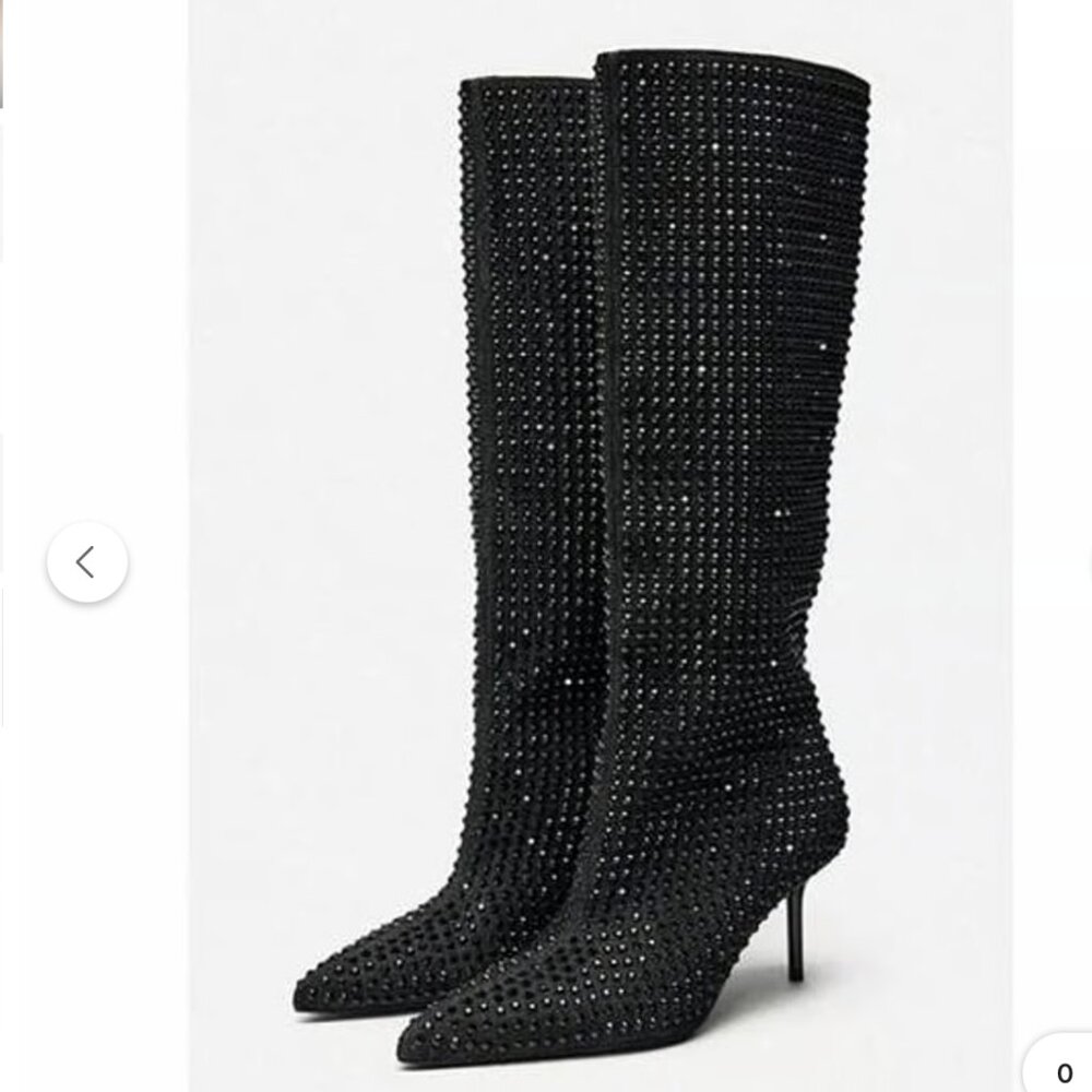 Zara Women's Rhinestone Boot Sz 38